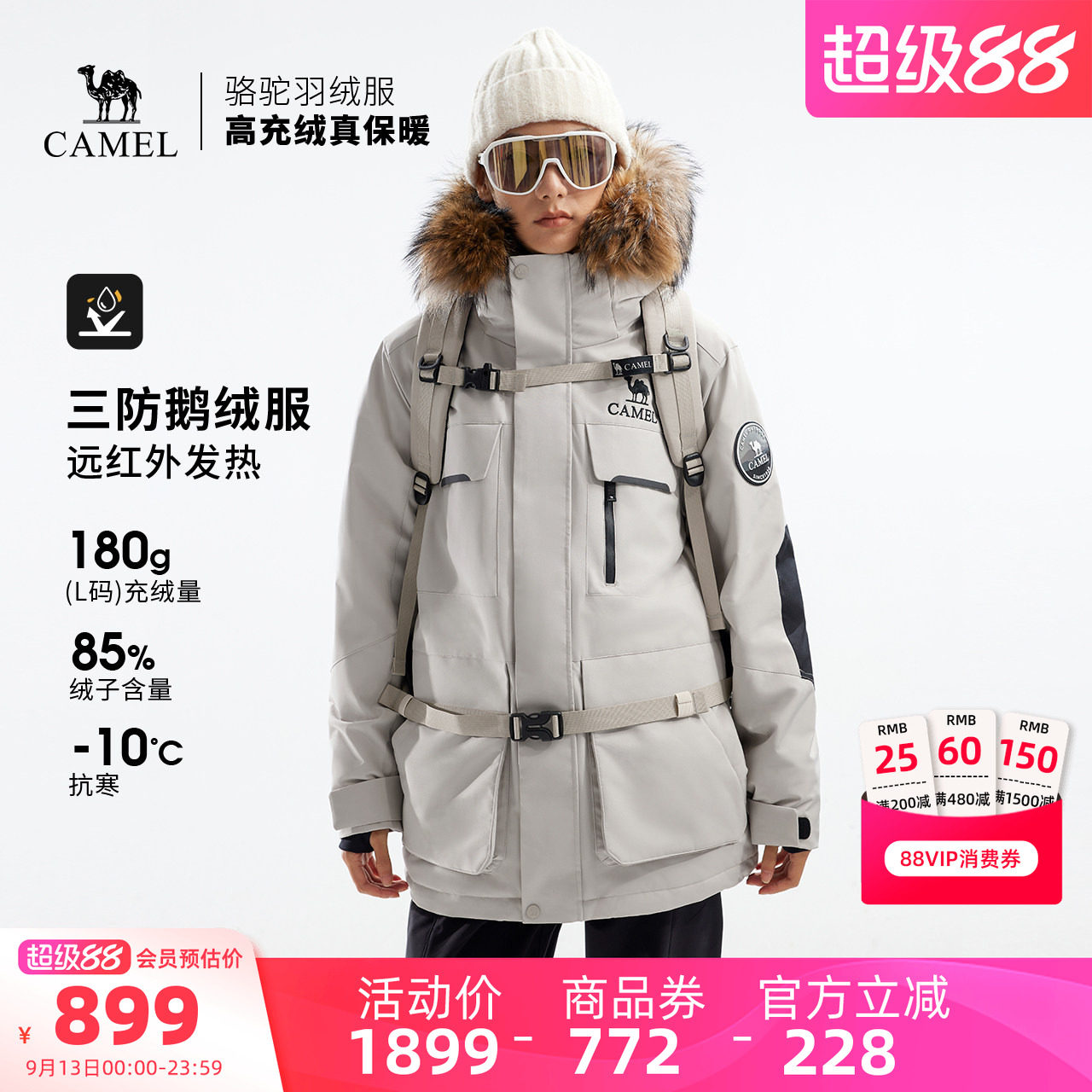 【鹅绒】骆驼户外极寒羽绒服冬季新款女款男款三防工装加厚派克服图片