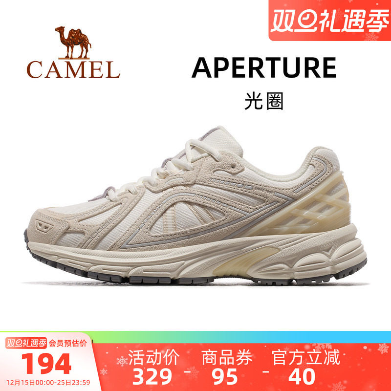 骆驼光圈运动鞋女2025秋冬新款女鞋休闲鞋子跑步鞋轻便慢跑鞋女男