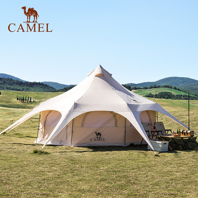 骆驼户外精致露营马戏团棉布帐篷便携式野营加厚大空间防雨防晒棚