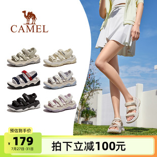 運動涼鞋 駱駝女鞋 2025夏季 新款 子 女溯溪涉水戶外防滑魔術貼沙灘鞋