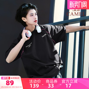 情侣T恤 哈苏线男宽松短袖 骆驼速干T神运动休闲t恤女2026夏季 新款