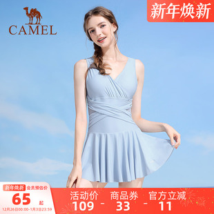 遮肚子遮肉裙式 骆驼连体泳衣女士款 款 游泳泡温泉性感泳装 夏季