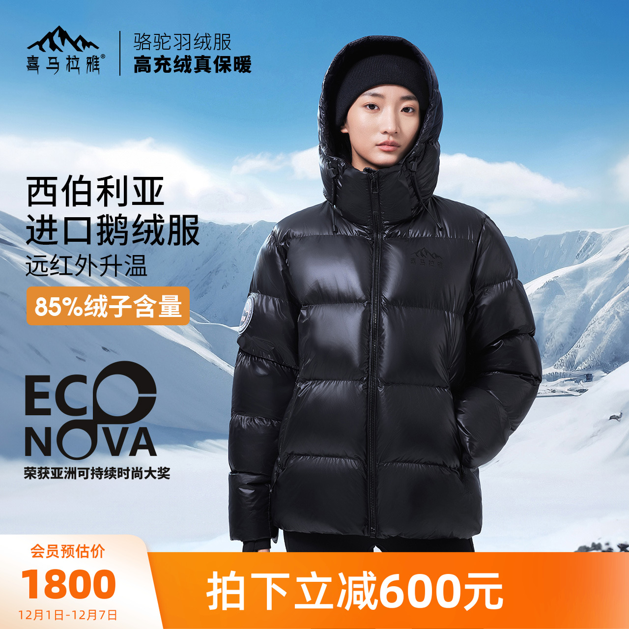 喜马拉雅骆驼专业户外羽绒服女款西伯利亚鹅绒抗寒保暖面包服外套