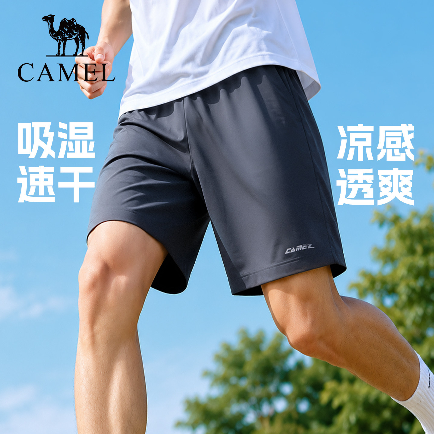 骆驼运动短裤速干薄款跑步透气男图片