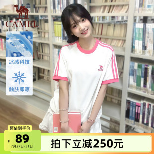 T恤女2025夏新款 駱駝純棉T神夏日短袖 情侶寬松復(fù)古運動休閑上衣男