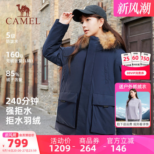 骆驼貉子毛领羽绒服035