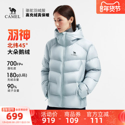 骆驼羽神鹅绒羽绒服蓝色面包服