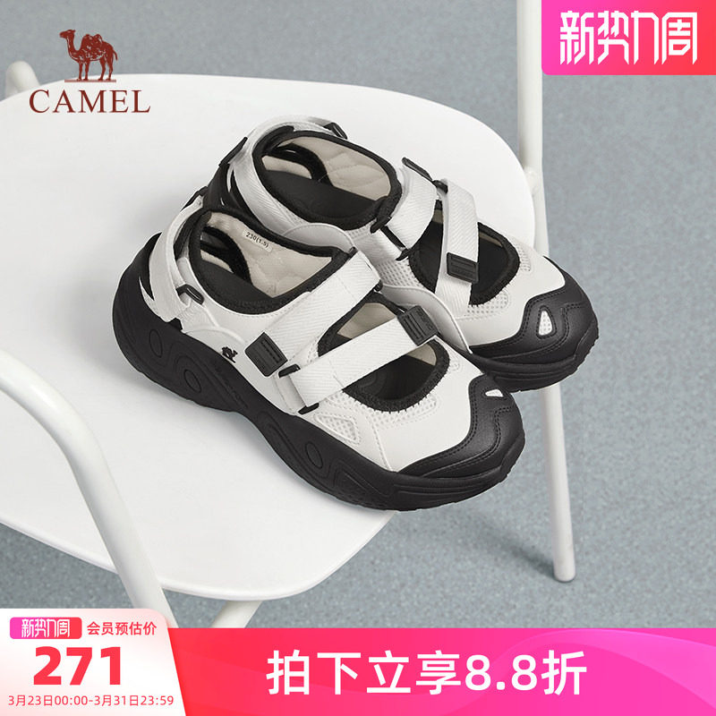 骆驼女鞋2026夏季新款户外透气丑萌凉鞋女款运动鞋厚底老爹鞋潮