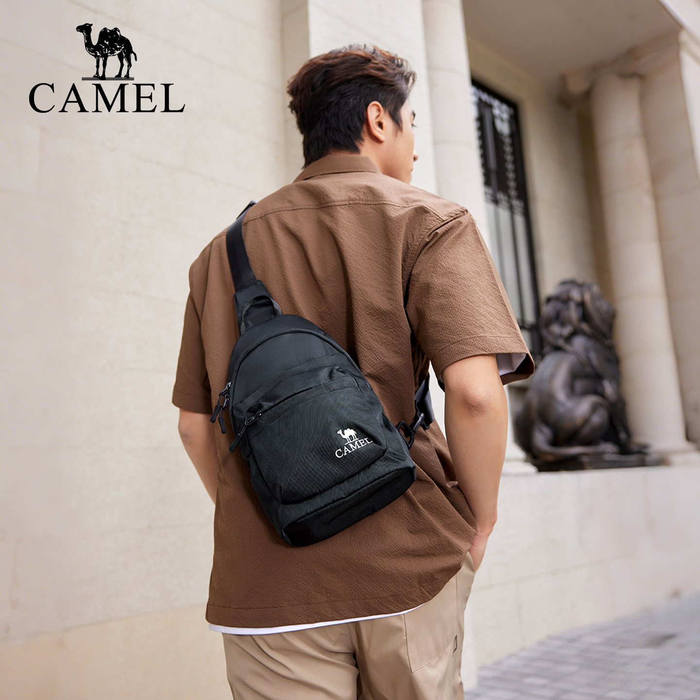 骆驼轻便户外斜挎包女运动骑行腰包男大容量休闲便携登山跑步胸包