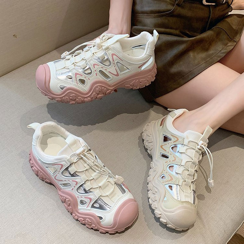 粉色丑萌透气云上一步德训鞋女款图片