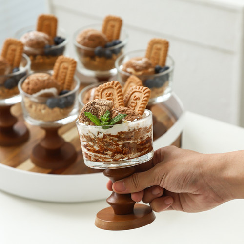 高颜值ins 慕斯杯甜品台蛋糕布丁高脚透明玻璃杯子水果酸奶雪糕杯