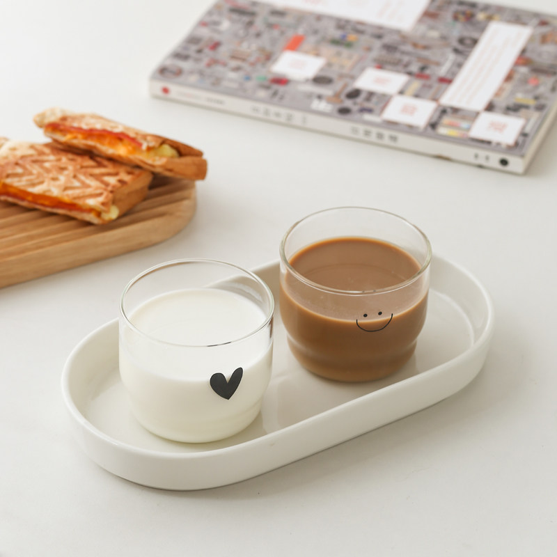 ins高颜值创意个性可爱玻璃杯早餐杯牛奶杯咖啡杯笑脸喝水热水杯