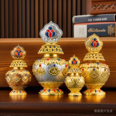 龙王宝瓶八吉祥莲花纯铜