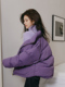 宽松加厚复古90白鸭绒羽绒服短款 ZJ小众女装 自制冬韩版 紫色面包服