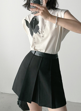 黑色百褶西装半身裙女春秋2024新款小个子高腰显瘦a字裙包臀裙裤
