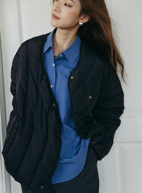 ZJ自制黑色短款不对称轻薄款羽绒服女保暖chic90白鸭绒外套带围巾