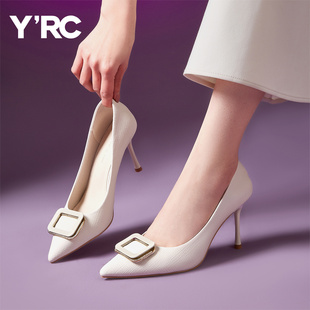 YRC女鞋高跟鞋2025春夏新款尖头细跟时装鞋休闲百搭浅口时尚单鞋