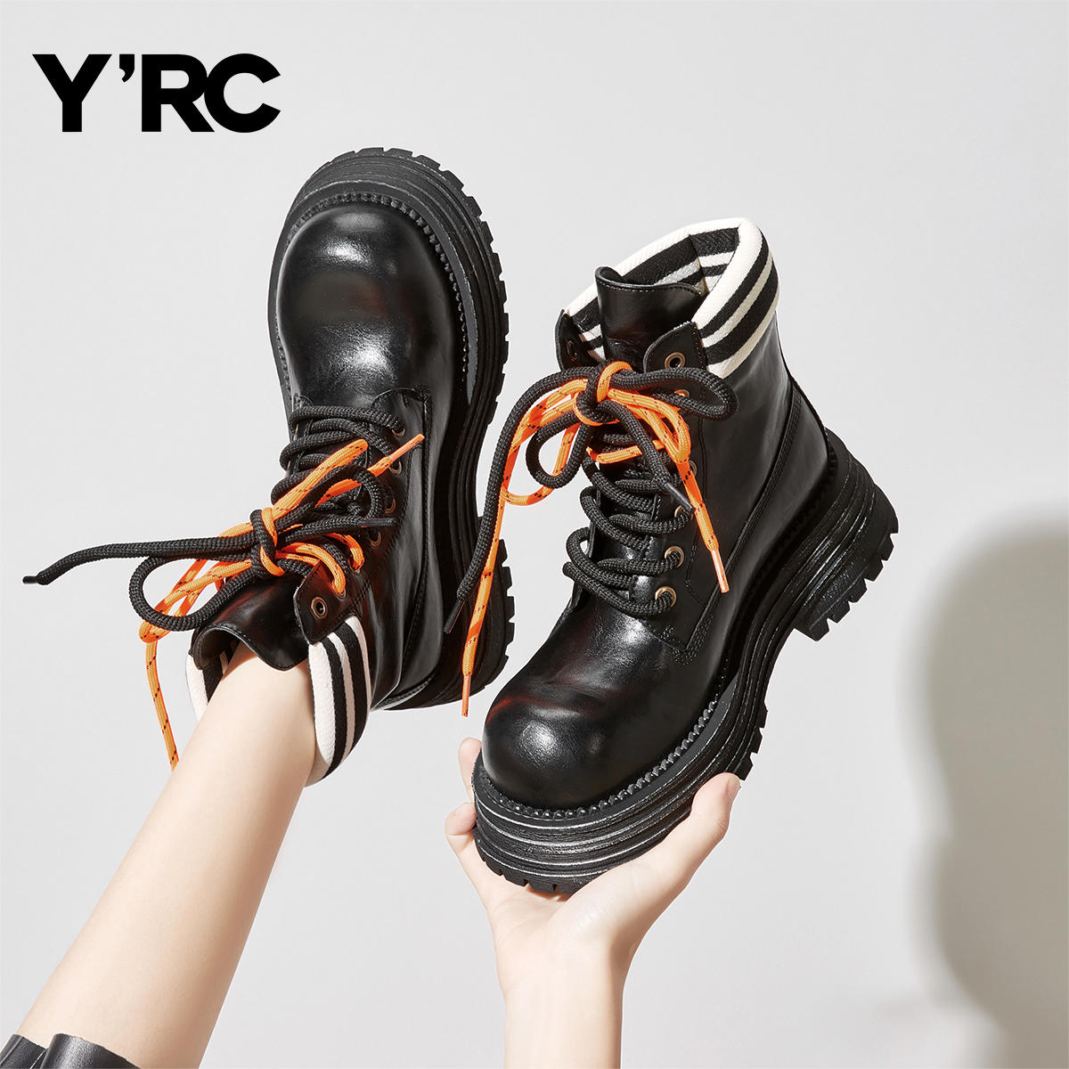 YRC马丁靴女款2025秋冬新款单靴厚底英伦风户外机车工装靴短靴