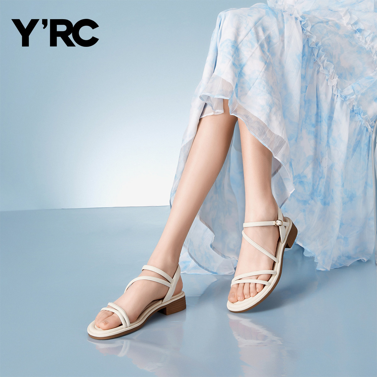 YRC平底一字带凉鞋女款2025新款夏低跟绝美不累脚女士凉拖鞋子