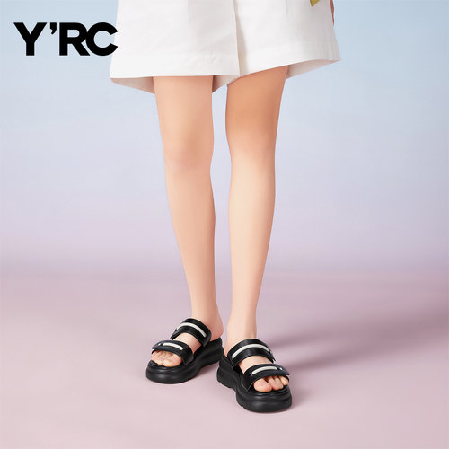 YRC女鞋子增高厚底凉拖鞋