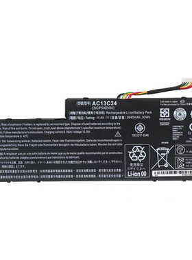 适用宏碁acer Aspire V5-122P/132 V3-112P E11 E3-111 E3-112 ZHJ ES1-111M/511 MS2377 笔记本电池 AC13C34