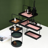 小西家 家居摆件置物首饰盘展示架 北欧风ins铁艺皮革双层收纳架