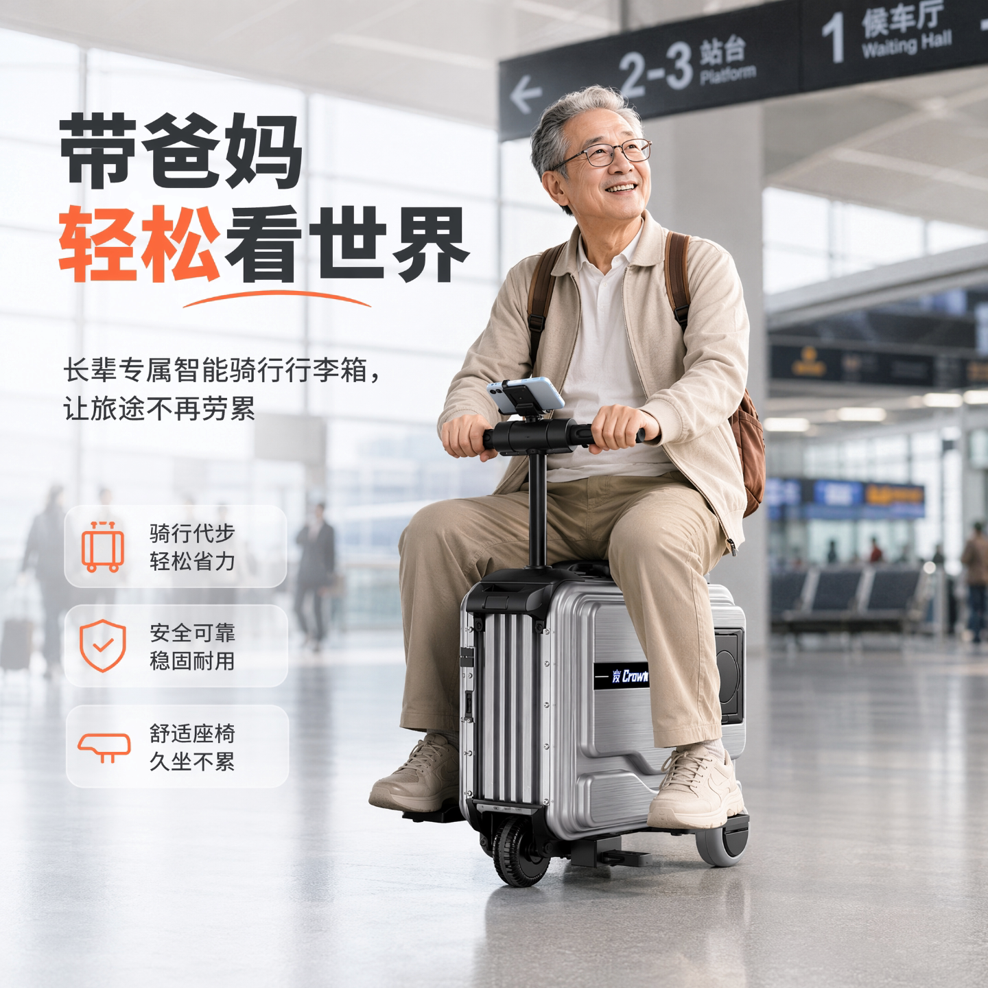 长距电动智能旅行箱新款20寸登机坐大人儿童骑行行李箱