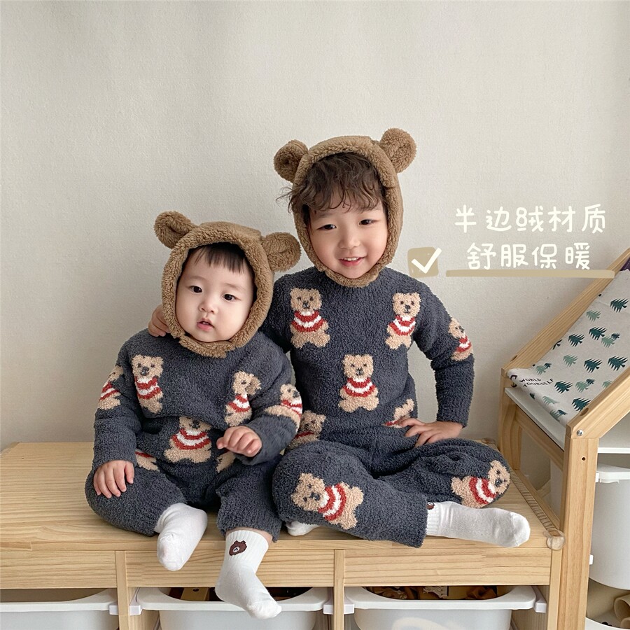 GOOD NIGHT KK AUTUMN AND WINTER SOFT BEAR SERIES CHILDRENS LOUNGEWEAR SET NEW PRODUCTS