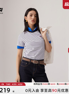 【商场同款】Levi's李维斯女士美式合身短款条纹纯棉短袖T恤0019B