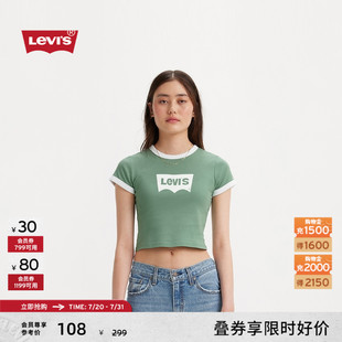 小个子辣妹短袖 Levi 复古校园风气质修身 s李维斯女士夏季 T恤 美式