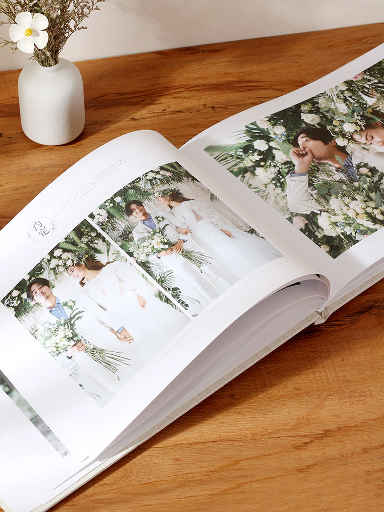 6 색 부드러운 종이 패브릭 커버 핫 스탬핑 사진 앨범 맞춤형 사진첩 하드 커버 앨범 웨딩 웨딩 사진 스튜디오 고화질 사진 앨범