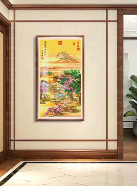 【进口棉布】蒙娜丽莎皇室十字绣春夜宴桃李园图新中式客厅满绣