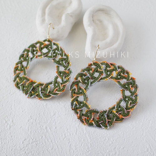 「大圈圈」日本水引细工纯手工藤编 闪闪个性耳饰