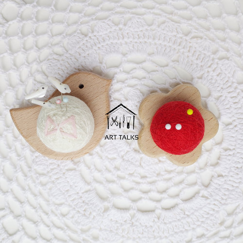 北欧手工可爱木针插底座