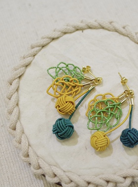 「秋果子」日本进口水引耳饰DIY手工材料包 可爱秋天 含教程 包邮