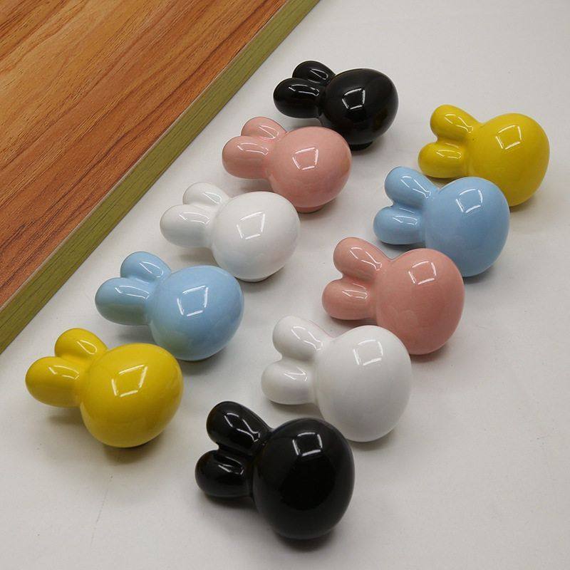 黄铜陶瓷兔子拉手柜门卡通彩色抽屉鞋橱柜衣柜门可爱拉手单孔把手,基础建材,小拉手,淘宝优惠券,粉丝福利购,淘宝优惠卷