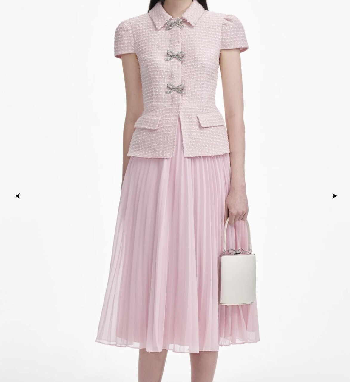 Score the 2025 Self-Portrait Pink Tweed & Chiffon Dress! New Drop - Main product image from Taobao