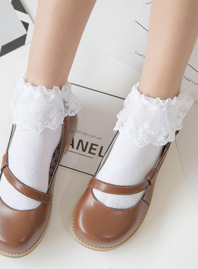 蕾丝花边纯棉女短袜春秋韩版学院公主袜日系少女软妹百搭成人女袜