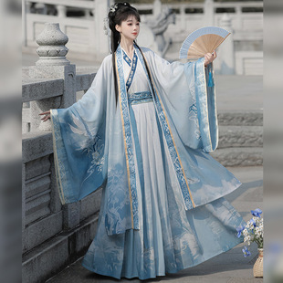 汉服原创正品成人魏晋制汉服女装齐腰交领襦裙超仙古风日常春夏款