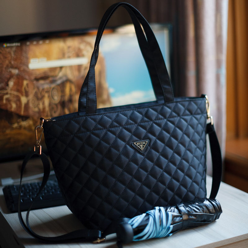 单肩包菱格纹大欧美时尚女包轻便