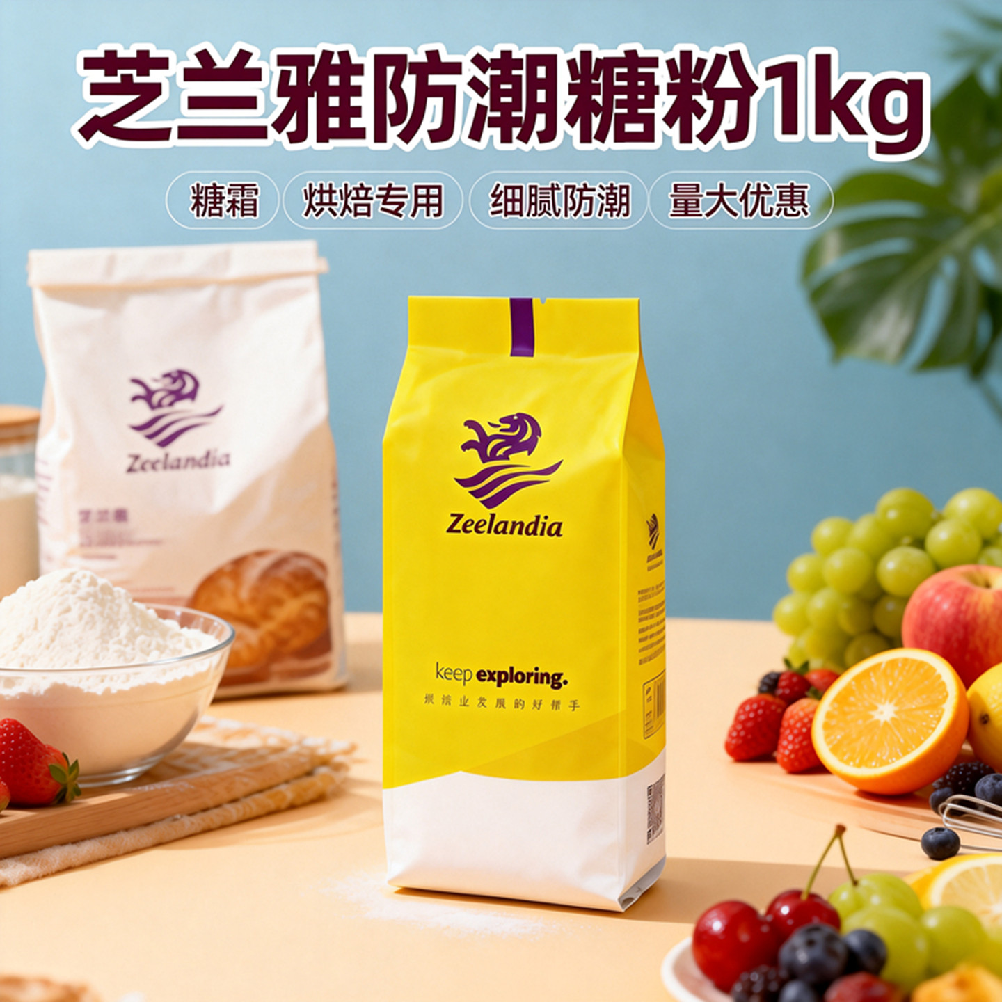 芝兰雅防潮糖粉烘焙专用糖霜表面商用蛋糕面包西点装饰撒面1公斤