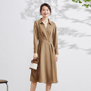 蔓缇蜜丝大码女装胖mm遮肚子连衣裙2026春秋新款胖妹妹结红色裙子