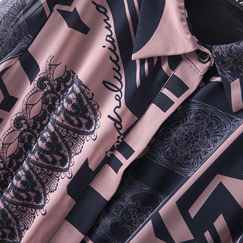 大码女装连衣裙2024春装新款百褶裙胖妹妹气质衬衫裙碎花雪纺长裙