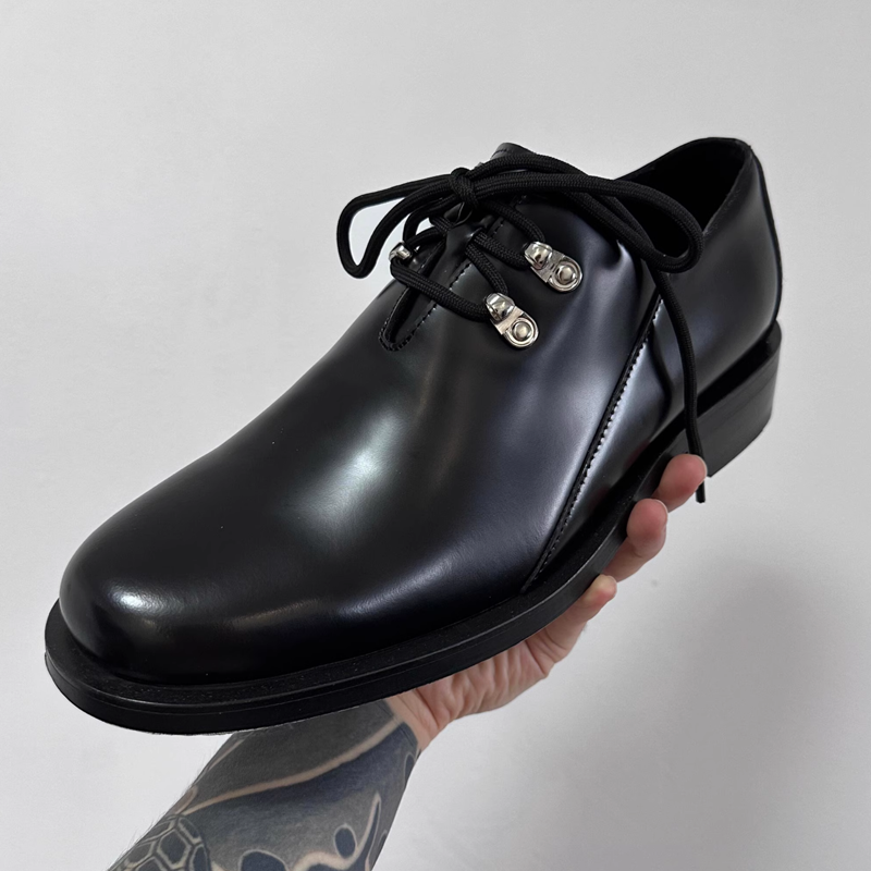 复古厚底粗跟光面牛皮皮鞋男女款登山扣系带小皮鞋单鞋西装时装鞋,流行男鞋,休闲皮鞋,淘宝优惠券,粉丝福利购,淘宝优惠卷