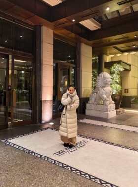 YEVA CHAO重磅连帽鹅绒羽绒服大衣中长款