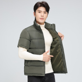 半袖 短袖 马甲胖子冬季 棉袄宽松大码 背心坎肩 保暖带袖 羽绒棉服男士