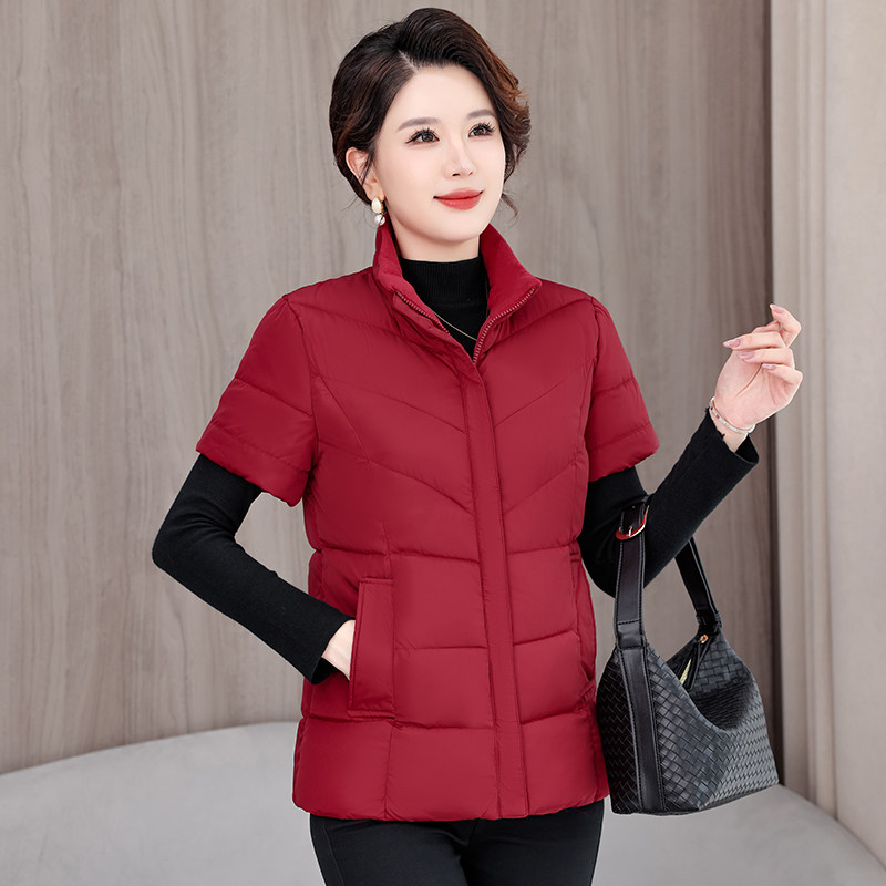 2025秋冬新款羽绒棉马甲女短袖坎肩半袖马夹护肩背心时尚保暖外穿