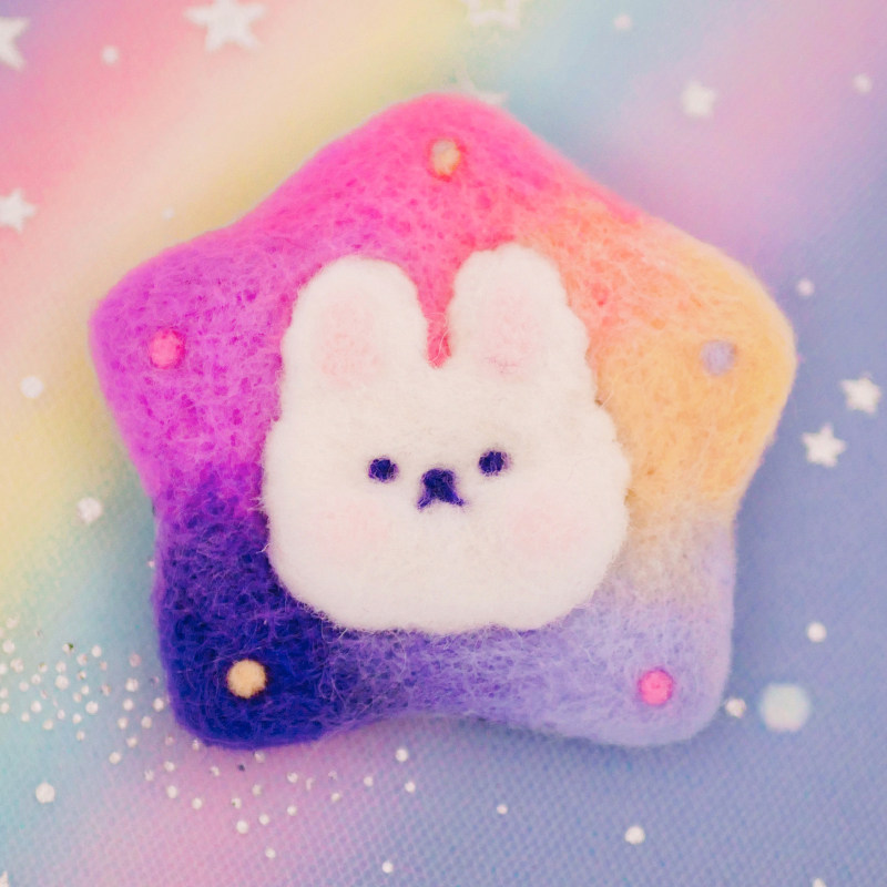 数绵羊羊毛毡戳戳乐diy手工星星兔子材料包新年礼物胸针发夹情侣