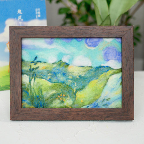 数绵羊羊毛毡戳戳乐diy材料包 起风了相框画 装饰摆件送情侣礼物