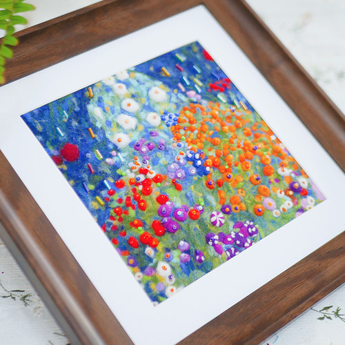 数绵羊羊毛毡戳戳乐diy材料包 花草花园相框装饰画摆件家居礼物